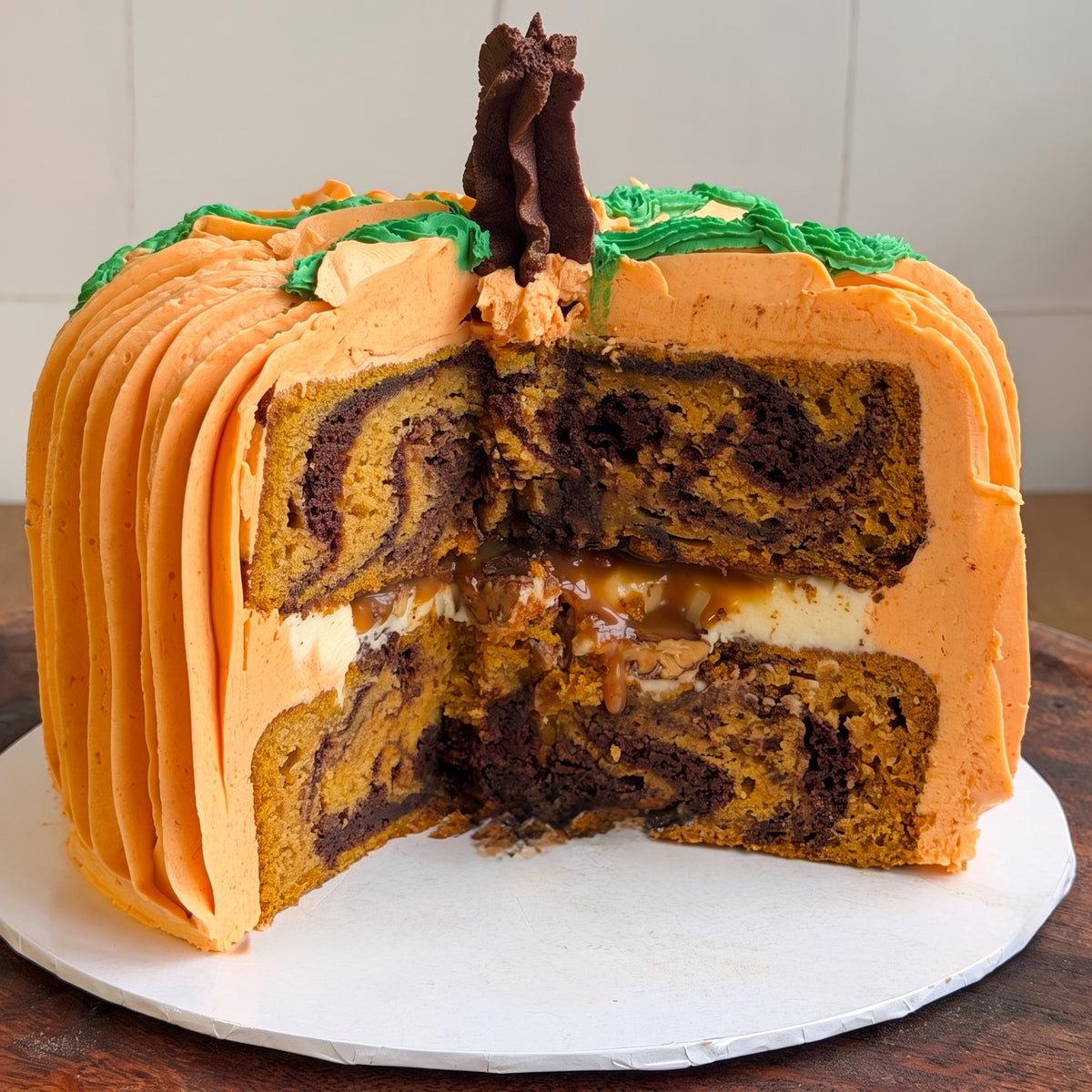 Pumpkin Spice Chocolate Marble Cake