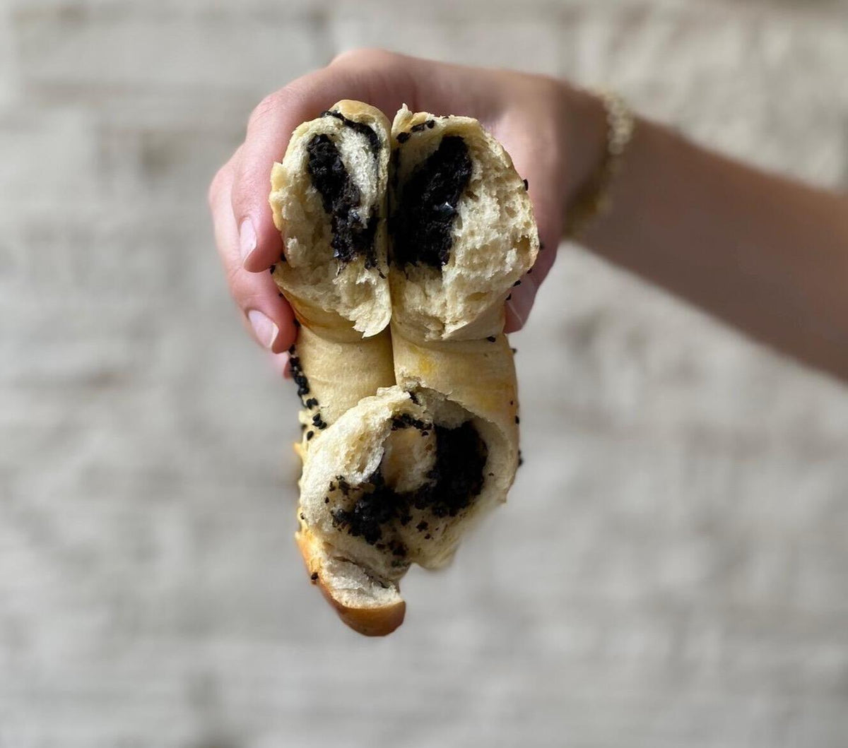 acma with olive tapenade turkish pastry