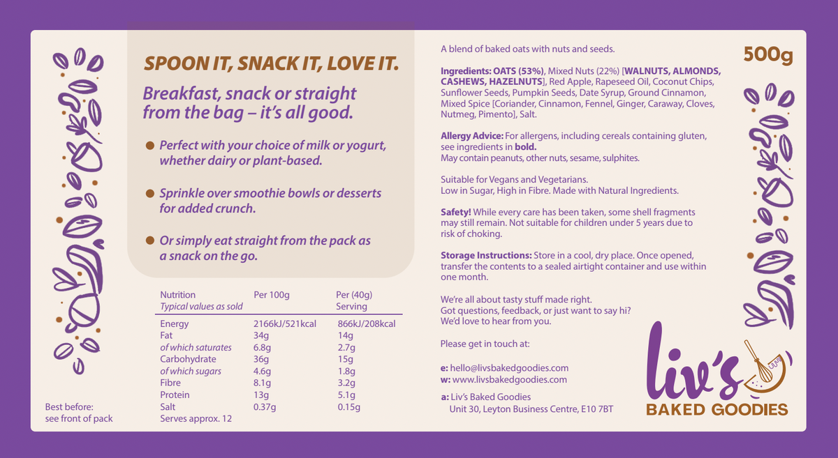 sugar free and vegan granola with nuts